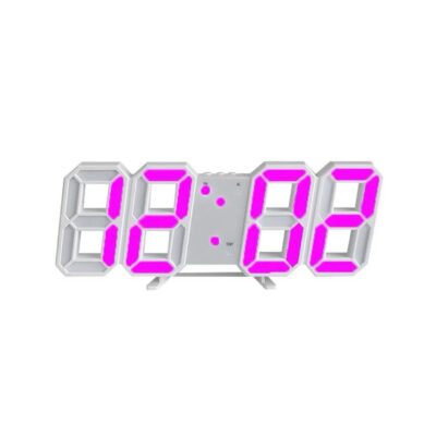 3D LED DIGITAL WALL CLOCK – PINK