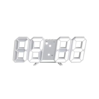 3D LED DIGITAL WALL CLOCK – WHITE