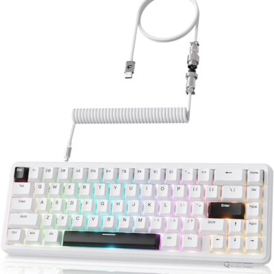 ATTACK SHARK X65 HE 60% HALL EFFECT MAGNETIC KEYBOARD & COILED CABLE – WHITE