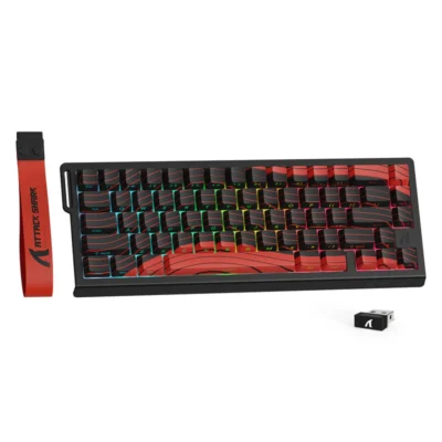ATTACK SHARK X68 PRO HE MAGNETIC WIRELESS KEYBOARD – BLACK AND RED CONTOUR