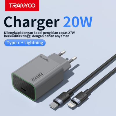 Tranyoo | T‑EU7L | 20W Fast Charger Adapter with USB‑C to Lightning Cable