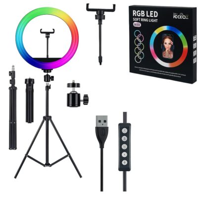 MJ30 Ring Light: Adjustable LED Ring Light with 3 Light Modes and Flexible Tripod Stand