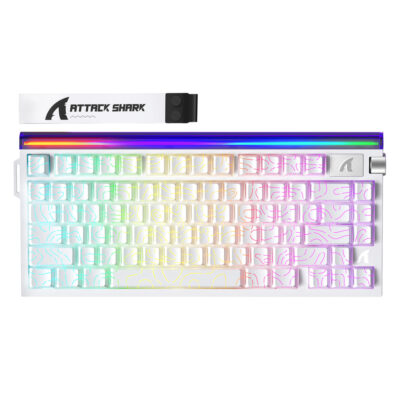 ATTACK SHARK R85 HE Rapid Trigger Keyboard Magnetic Switch with Custom Lightbox – White Contours