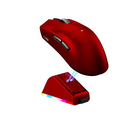 LDON V3 PRO WIRELESS GAMING MOUSE WITH CHARGING DOCK – RED