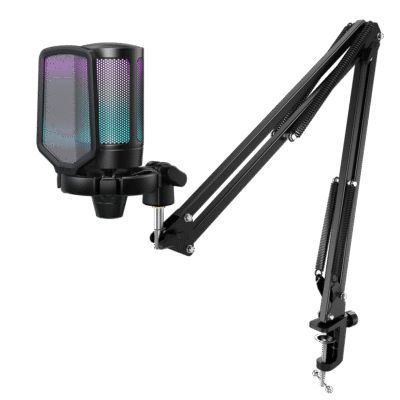 FIFINE AmpliGame A6T USB Condenser Microphone Kit with Boom Arm Stand – Black